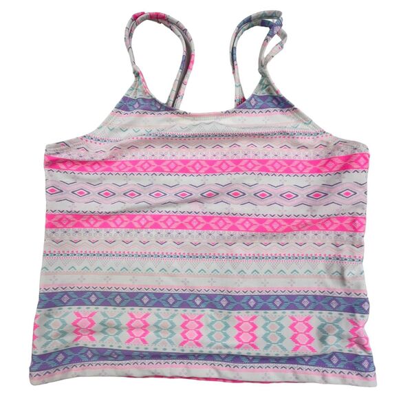 Children’s Place 2-piece Tankini Bathing Suit Swimsuit Pink Tropical Youth XL 14 - Picture 3 of 9